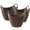 Casafield Set of 3 Multipurpose Boat Baskets with Handles, Woven Water Hyacinth Storage Organizers for Throw Blankets, Bedroom, Living Room, Laundry